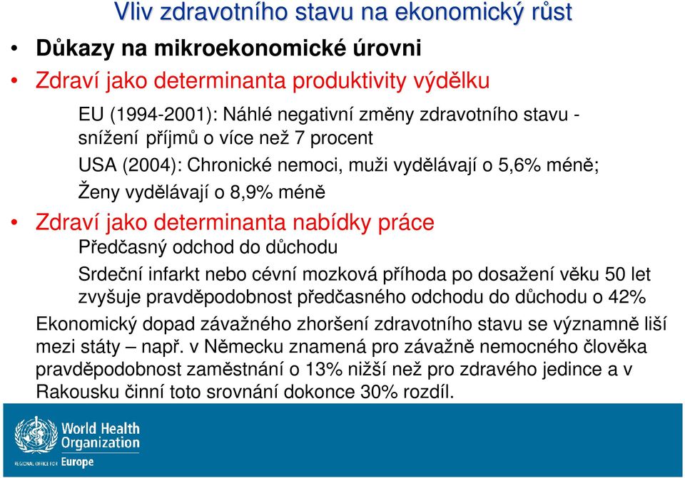 Srdeční infarkt nebo cévní mozková příhoda po dosažení věku 50 let zvyšuje pravděpodobnost předčasného odchodu do důchodu o 42% Ekonomický dopad závažného zhoršení zdravotního stavu se