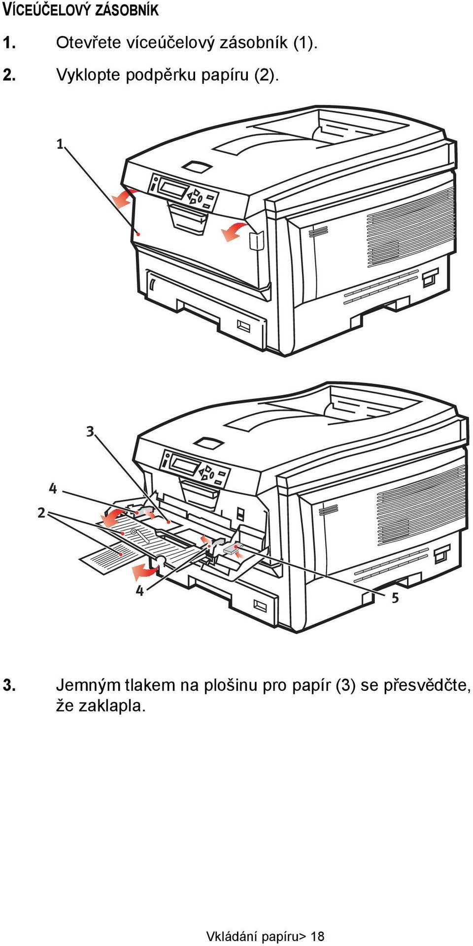 Vyklopte podpěrku papíru (2). 1 3 4 2 4 5 3.