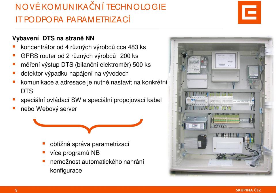 na vývodech komunikace a adresace je nutné nastavit na konkrétní DTS speciální ovládací SW a speciální propojovací