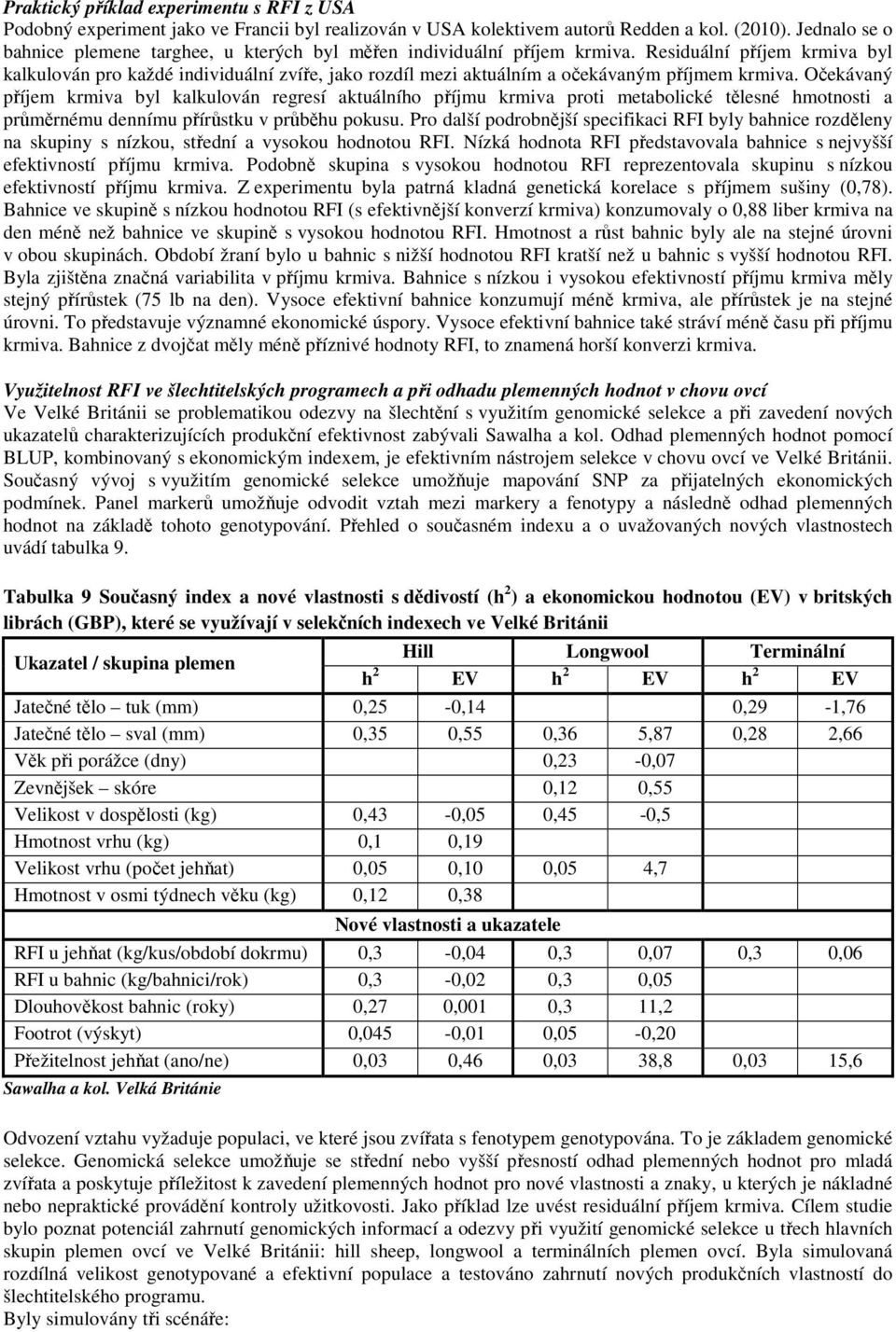 Residuální příjem krmiva byl kalkulován pro každé individuální zvíře, jako rozdíl mezi aktuálním a očekávaným příjmem krmiva.