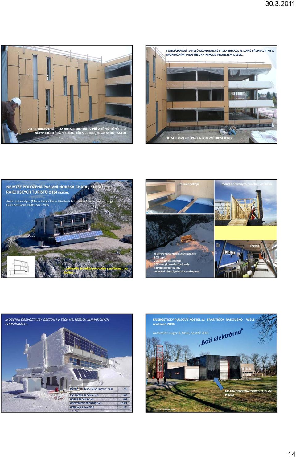 m, interiér pokojů montáž dřevěných panelů z vrtulníku Autor: solar4alpin (Marie Rezac Karin Stieldorf Fritz Oettl Martin Treberspurg), HOCHSCHWAB RAKOUSKO 2005 mimoděk se nabízí porovnání s