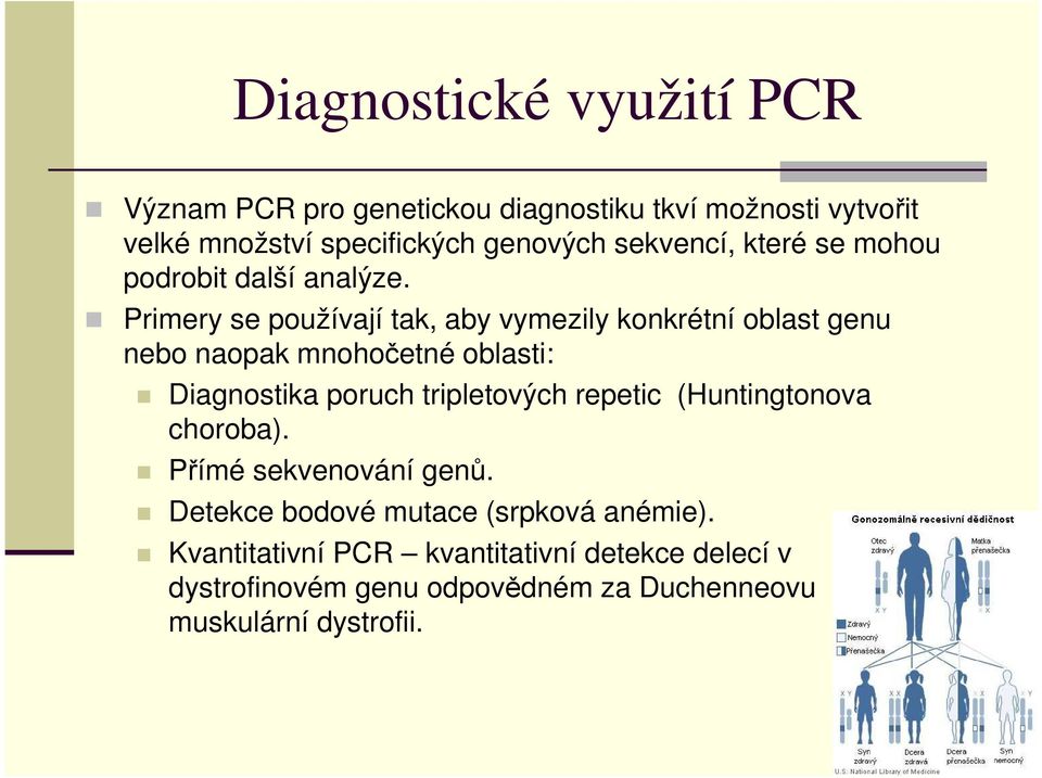 Primery se používají tak, aby vymezily konkrétní oblast genu nebo naopak mnohočetné oblasti: Diagnostika poruch tripletových