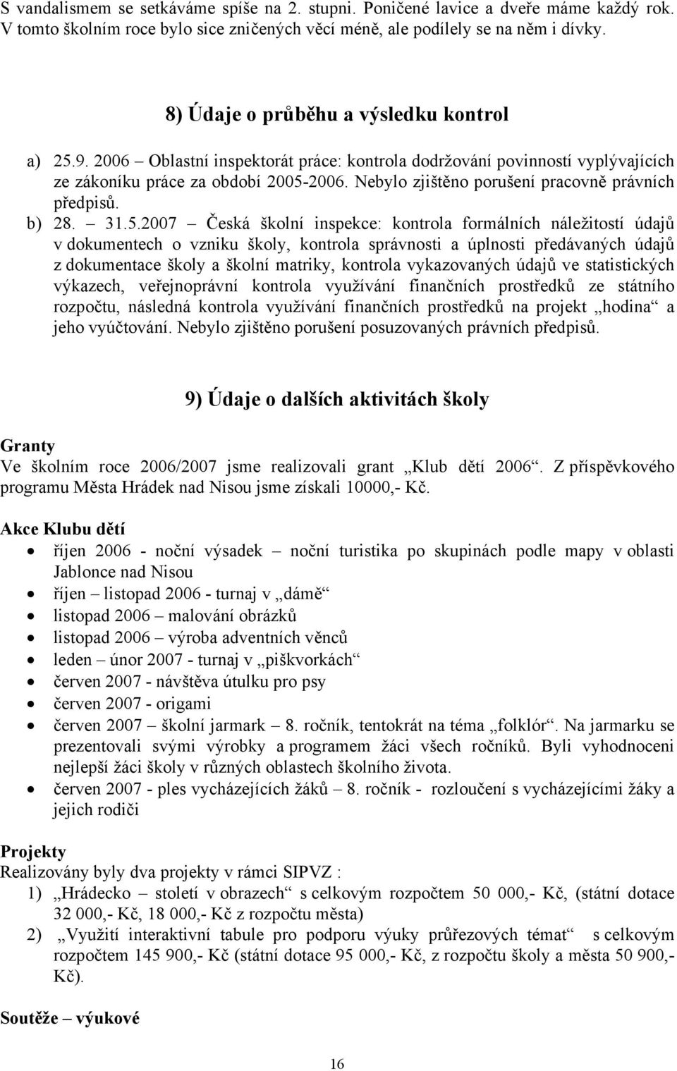 Nebylo zjištěno porušení pracovně právních předpisů. b) 28. 31.5.