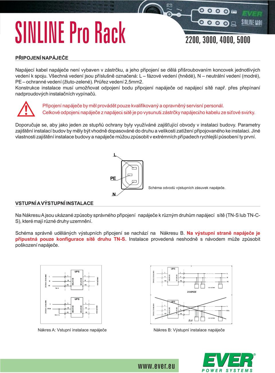 Konstrukce instalace musí umožòovat odpojení bodu pøipojení napájeèe od napájecí sítì napø. pøes pøepínaní nadproudových instalaèních vypínaèù.