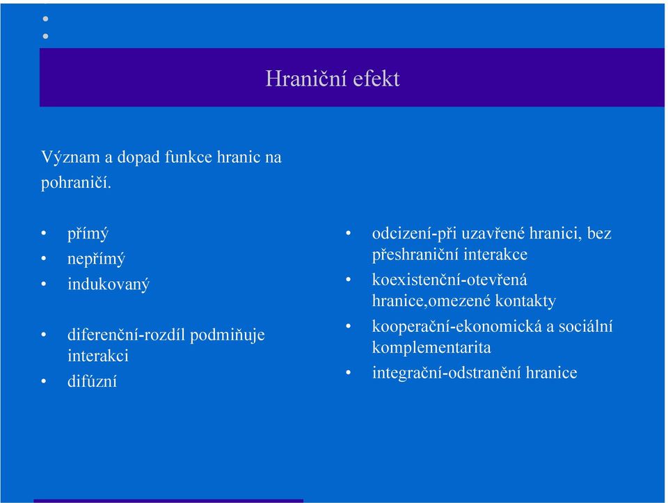 odcizení-při uzavřené hranici, bez přeshraniční interakce