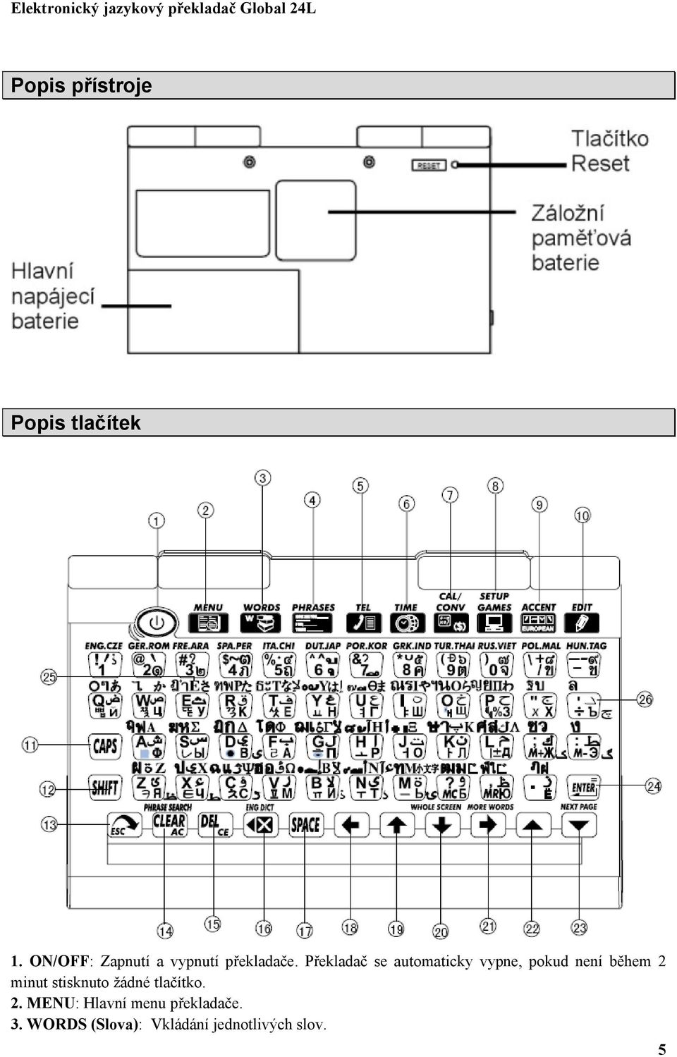 Překladač se automaticky vypne, pokud není během 2 minut