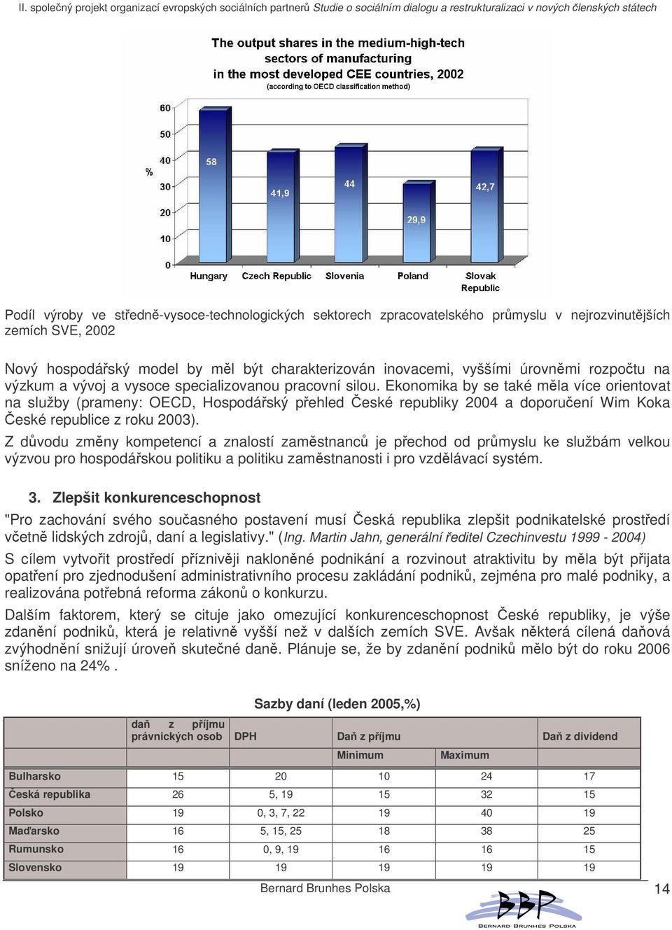 Ekonomika by se také mla více orientovat na služby (prameny: OECD, Hospodáský pehled eské republiky 2004 a doporuení Wim Koka eské republice z roku 2003).