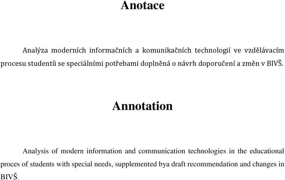 Annotation Analysis of modern information and communication technologies in the