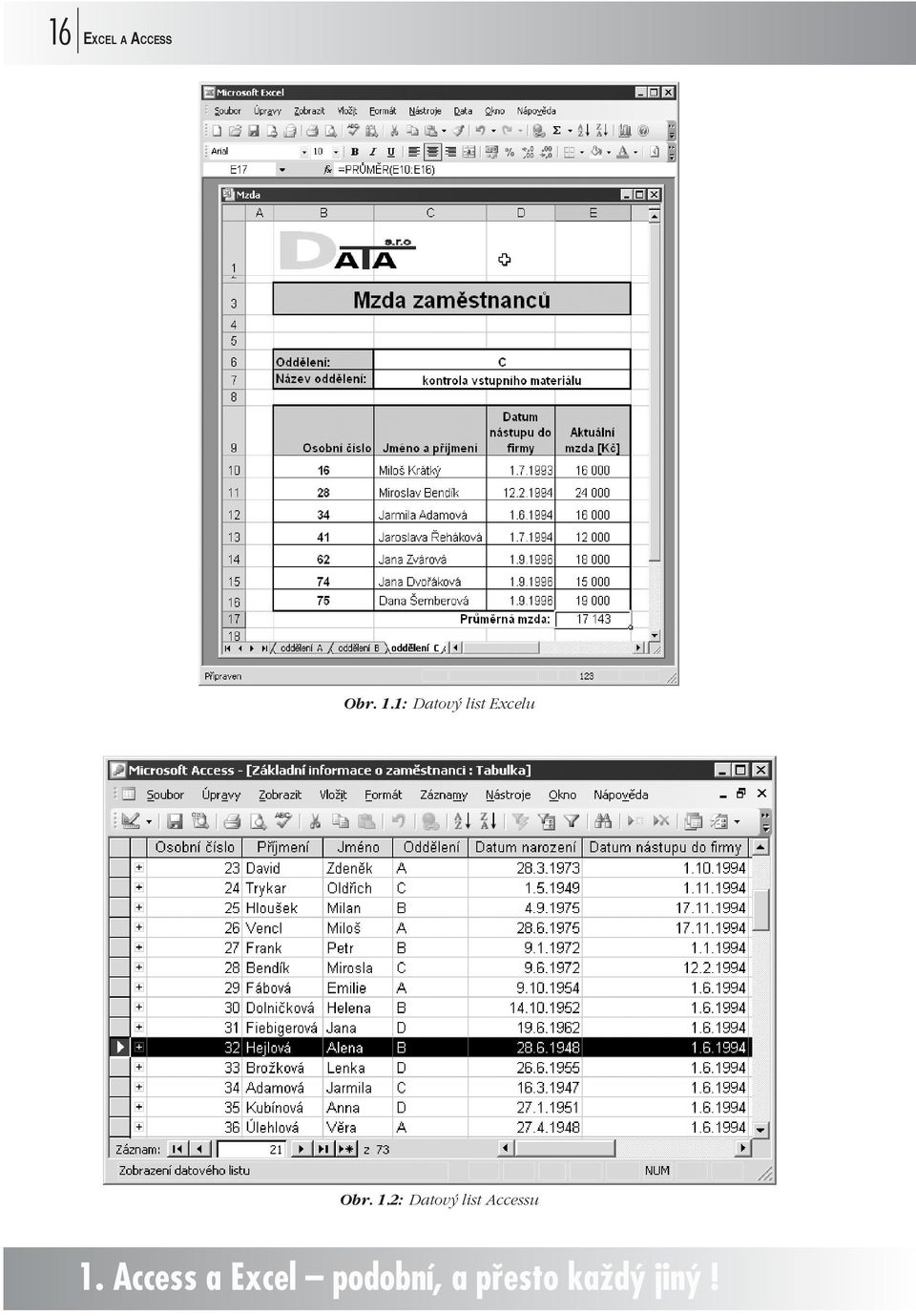2: Datový list Accessu 1.