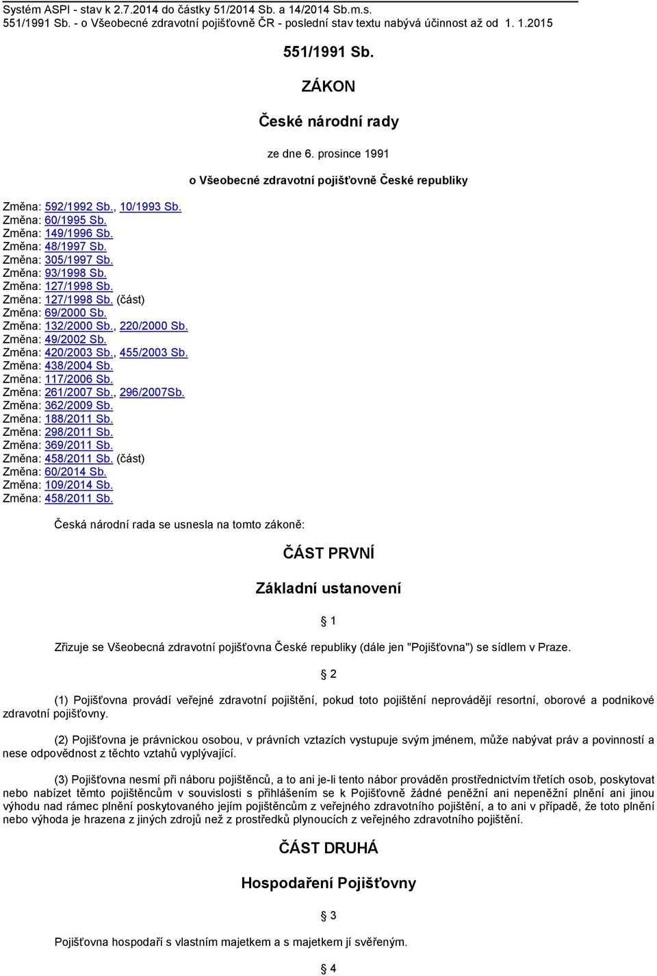 , 220/2000 Sb. Změna: 49/2002 Sb. Změna: 420/2003 Sb., 455/2003 Sb. Změna: 438/2004 Sb. Změna: 117/2006 Sb. Změna: 261/2007 Sb., 296/2007Sb. Změna: 362/2009 Sb. Změna: 188/2011 Sb. Změna: 298/2011 Sb.