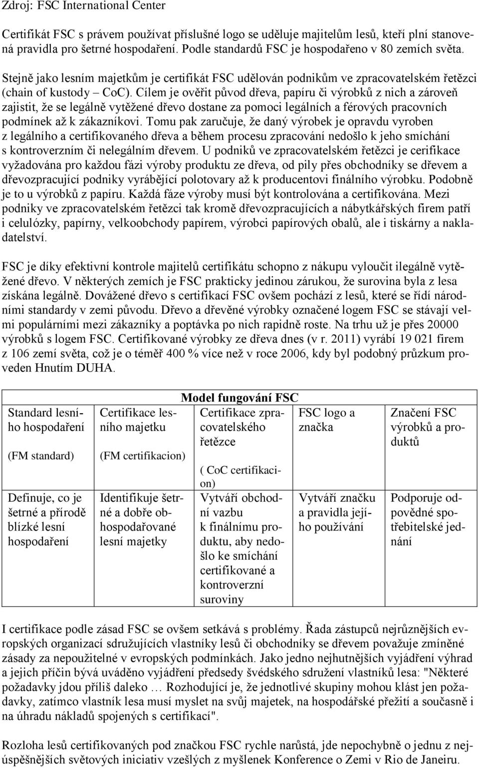 Cílem je ověřit původ dřeva, papíru či výrobků z nich a zároveň zajistit, že se legálně vytěžené dřevo dostane za pomoci legálních a férových pracovních podmínek až k zákazníkovi.