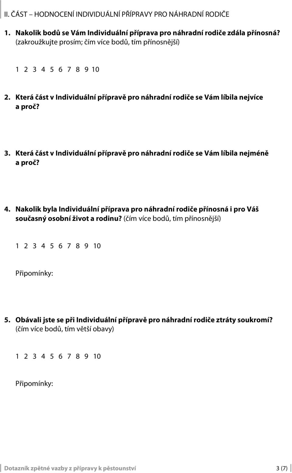 Která část v Individuální přípravě pro náhradní rodiče se Vám líbila nejméně 4.