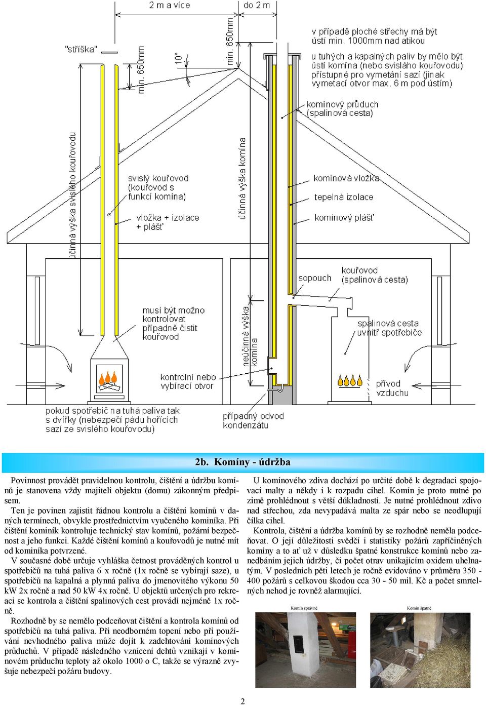 Při čištění kominík kontroluje technický stav komínů, požární bezpečnost a jeho funkci. Každé čištění komínů a kouřovodů je nutné mít od kominíka potvrzené.