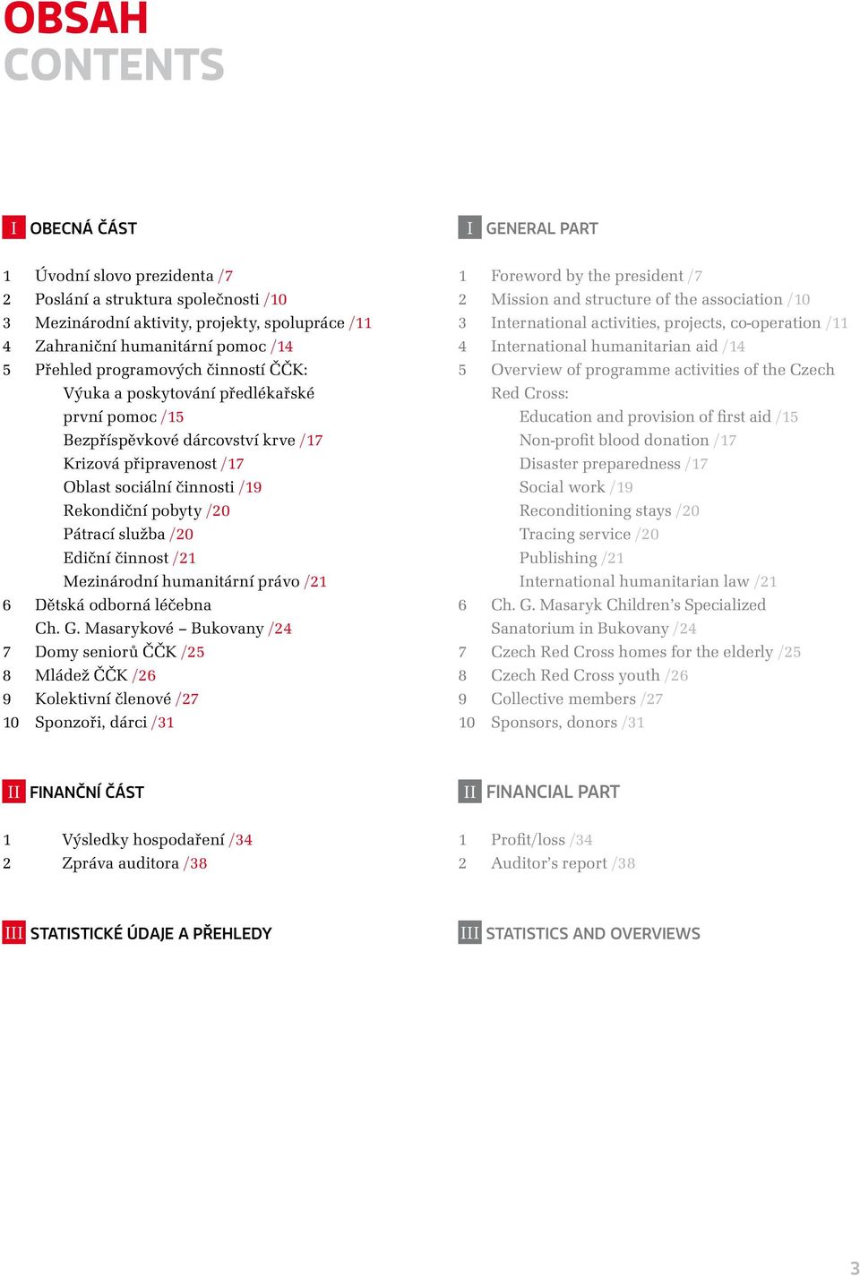 služba /20 Ediční činnost /21 Mezinárodní humanitární právo /21 6 Dětská odborná léčebna Ch. G.