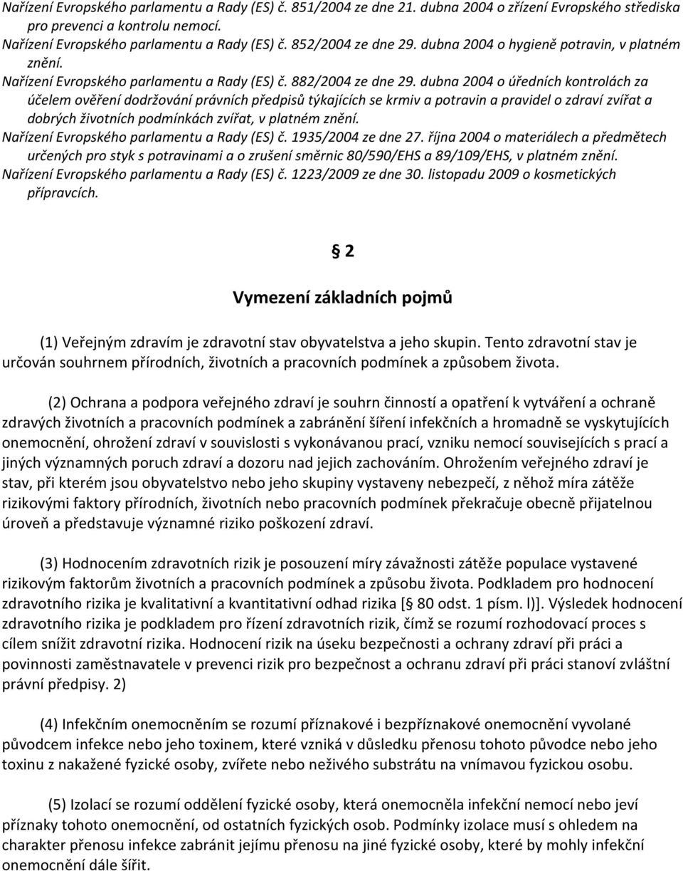 dubna 2004 o úředních kontrolách za účelem ověření dodržování právních předpisů týkajících se krmiv a potravin a pravidel o zdraví zvířat a dobrých životních podmínkách zvířat, v platném znění.