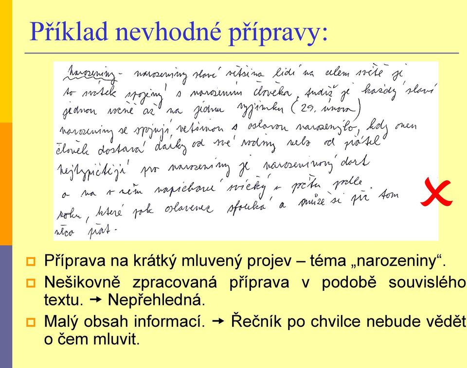 Nešikovně zpracovaná příprava v podobě souvislého