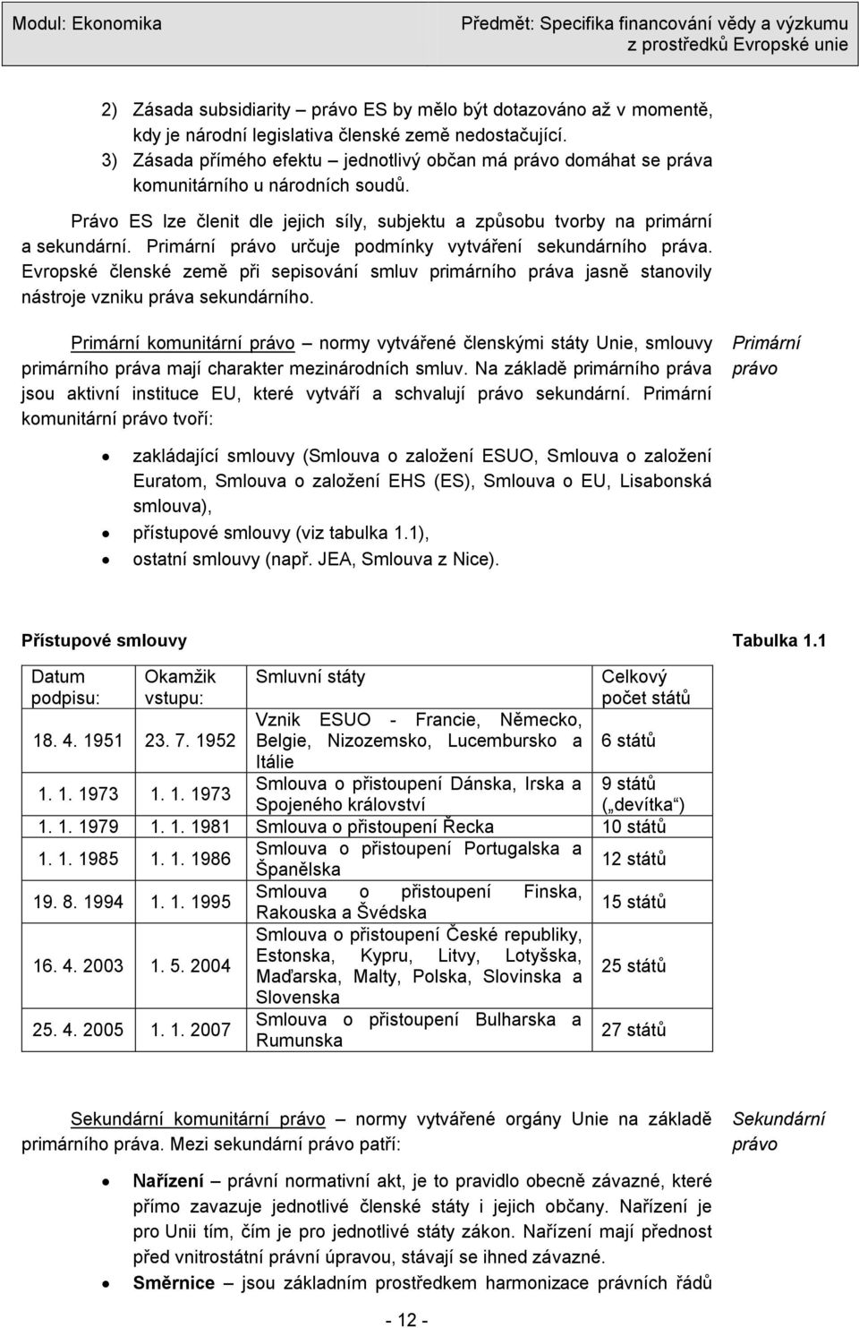 Primární právo určuje podmínky vytváření sekundárního práva. Evropské členské země při sepisování smluv primárního práva jasně stanovily nástroje vzniku práva sekundárního.