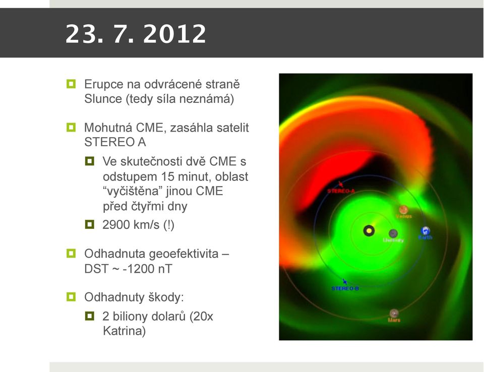 zasáhla satelit STEREO A Ve skutečnosti dvě CME s odstupem 15 minut,