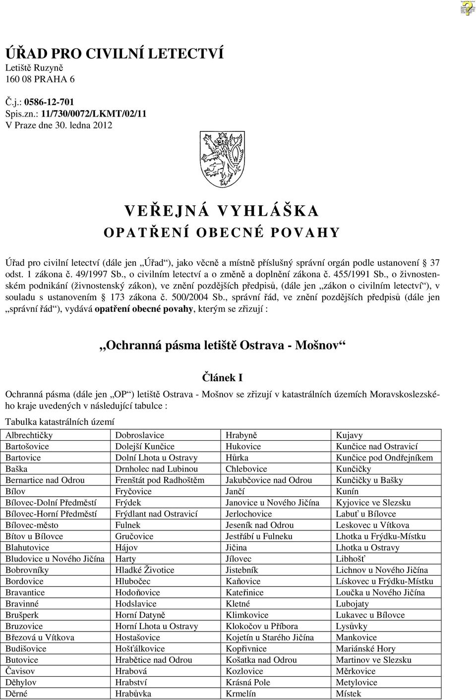 , o civilním letectví a o změně a doplnění zákona č. 455/1991 Sb.