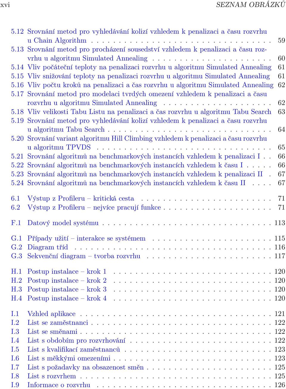 14 Vliv počáteční teploty na penalizaci rozvrhu u algoritmu Simulated Annealing 61 5.15 Vliv snižování teploty na penalizaci rozvrhu u algoritmu Simulated Annealing 61 5.