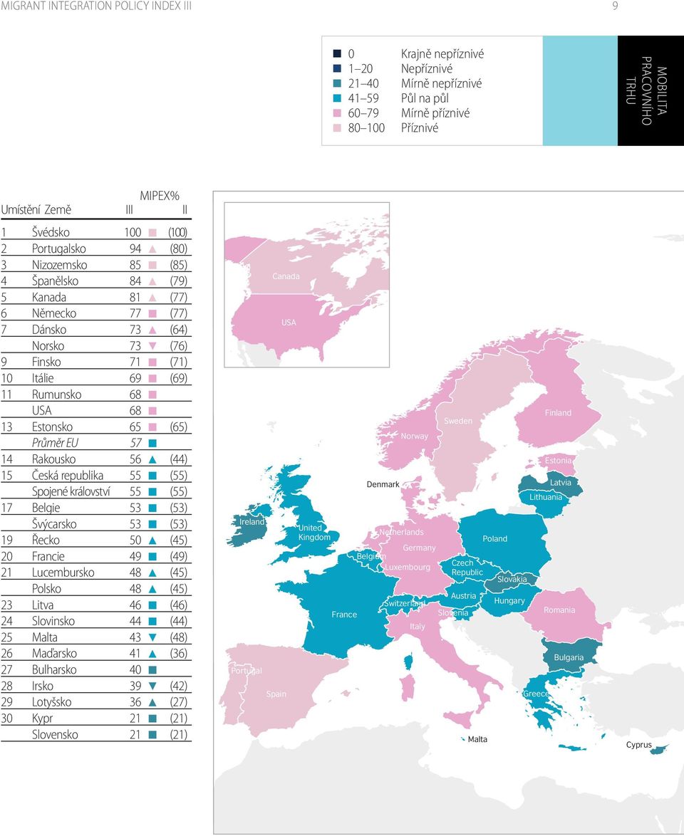 Španělsko Kanada Německo Dánsko Norsko Finsko Itálie Rumunsko USA Estonsko Průměr EU Rakousko Česká republika Spojené království Belgie Švýcarsko Řecko Francie Lucembursko Polsko Litva Slovinsko