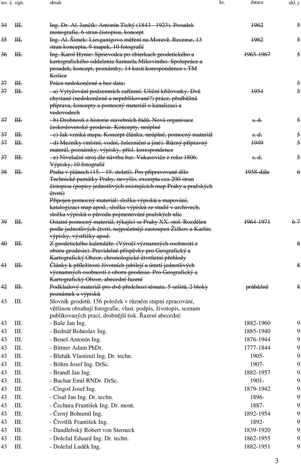 Spolupráce a posudek, koncept, poznámky, 14 kusů korespondence s TM Košice 37 III. Práce nedokončené a bez data: 5 37 III. - a) Vytyčování podzemních zařízení. Uliční křižovatky.