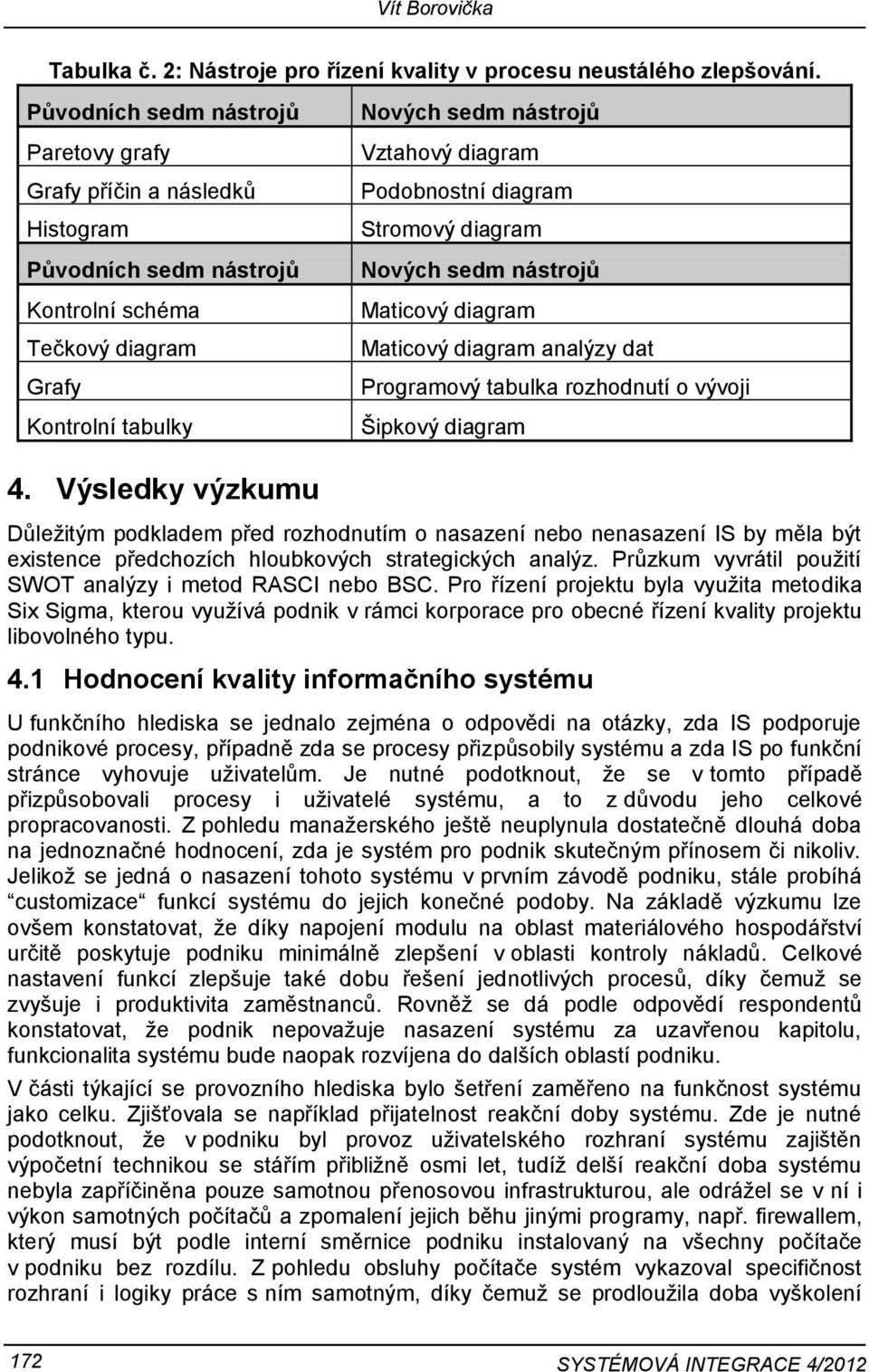 Podobnostní diagram Stromový diagram Nových sedm nástrojů Maticový diagram Maticový diagram analýzy dat Programový tabulka rozhodnutí o vývoji Šipkový diagram 4.