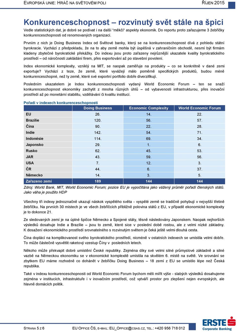 Prvním z nich je Doing Business Index od Světové banky, který se na konkurenceschopnost dívá z pohledu státní byrokracie.