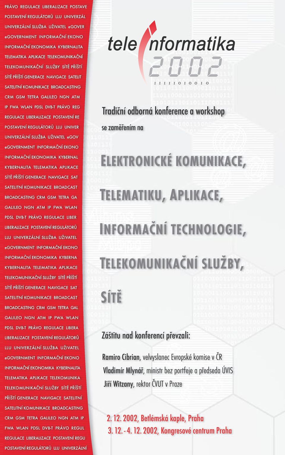 SATELIT NÍ KOMUNIKACE SATELITNÍ KOMUNIKACE BROADCASTING CRM GSM TETRA GALILEO NGN ATM CRM GSM TETRA GALILEO NGN ATM IP FWA WLAN PDSL DVB-T PRÁVO IP FWA WLAN PDSL DVB-T PRÁVO REG ULACE LIBERALIZACE