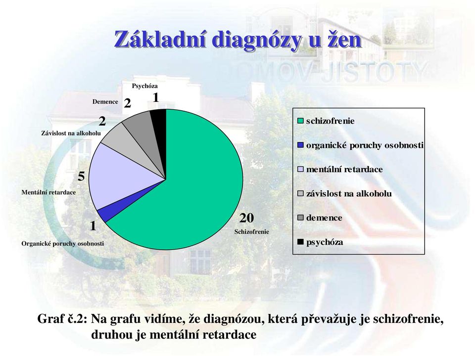 alkoholu 1 Organické poruchy osobnosti 20 Schizofrenie demence psychóza Graf č.