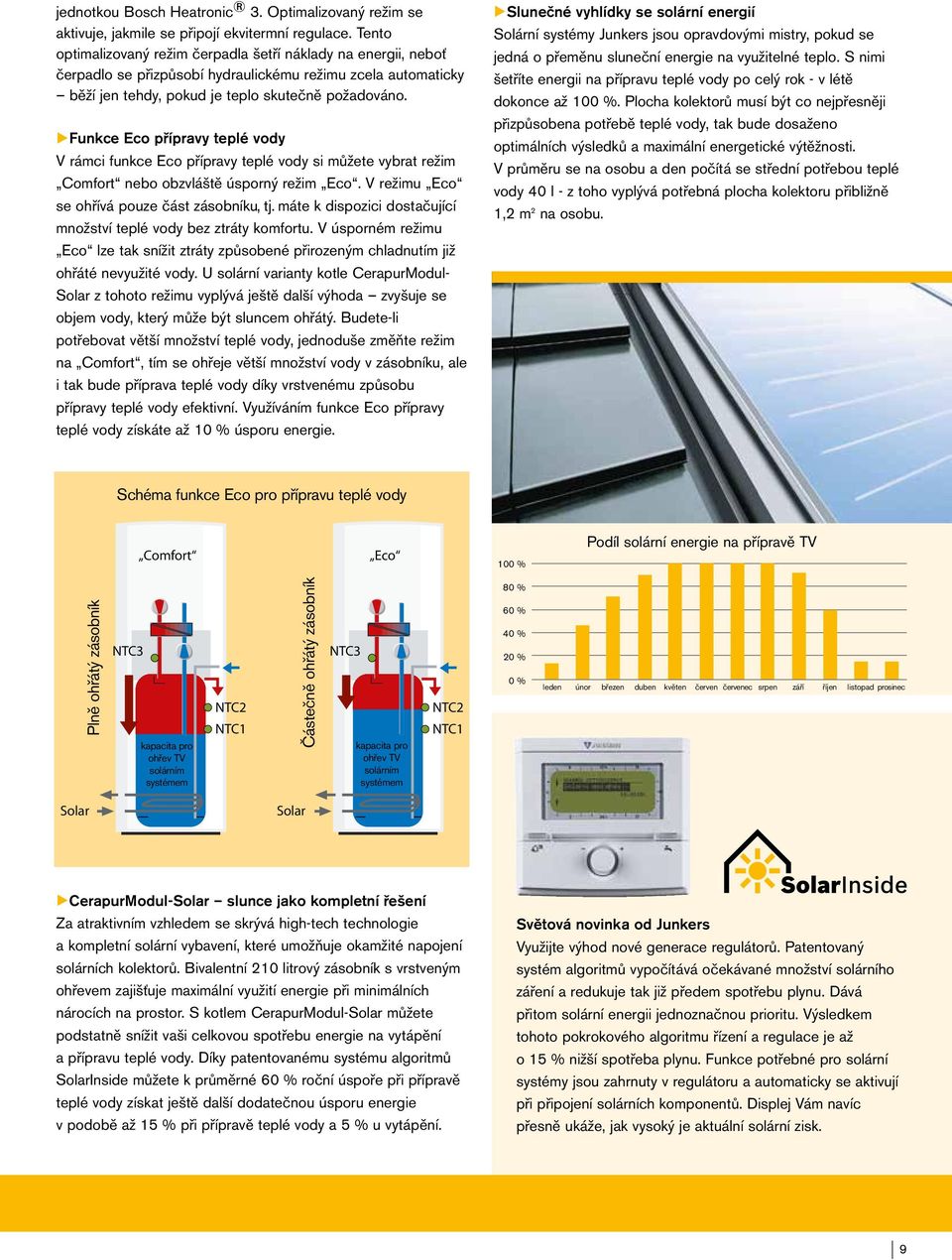 Funkce Eco přípravy teplé vody V rámci funkce Eco přípravy teplé vody si můžete vybrat režim Comfort nebo obzvláště úsporný režim Eco. V režimu Eco se ohřívá pouze část zásobníku, tj.