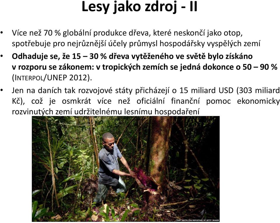 tropických zemích se jedná dokonce o 50 90 % (INTERPOL/UNEP 2012).