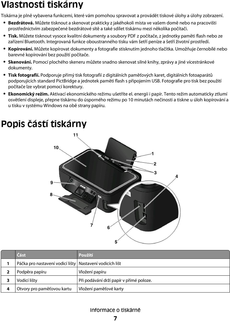 Můžete tisknout vysoce kvalitní dokumenty a soubory PDF z počítače, z jednotky paměti flash nebo ze zařízení Bluetooth.