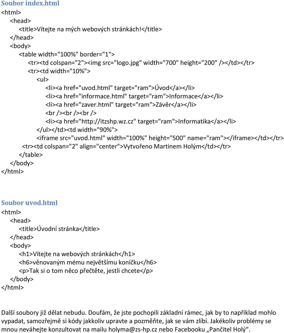 html" target="ram">závěr</a></li> <br /><br /><br /> <li><a href="http://itzshp.wz.cz" target="ram">informatika</a></li> </ul></td><td width="90%"> <iframe src="uvod.