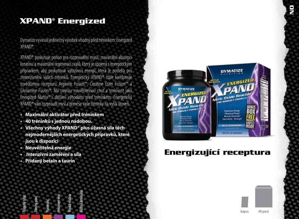 pro zintenzivnění vašich tréninků. Energetický XPAND stále kombinuje osvědčenou recepturu Arginine Fusion, Creatine Ester Fusion a Glutamine Fusion.