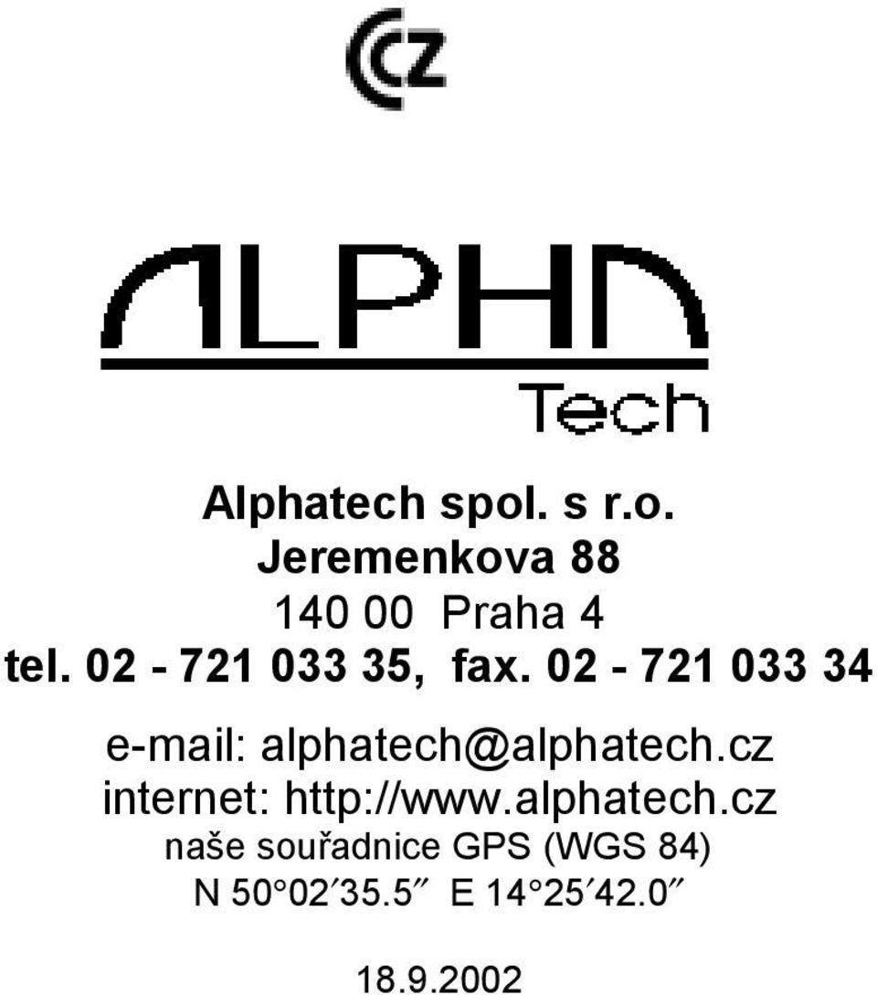 02-721 033 34 e-mail: alphatech@alphatech.