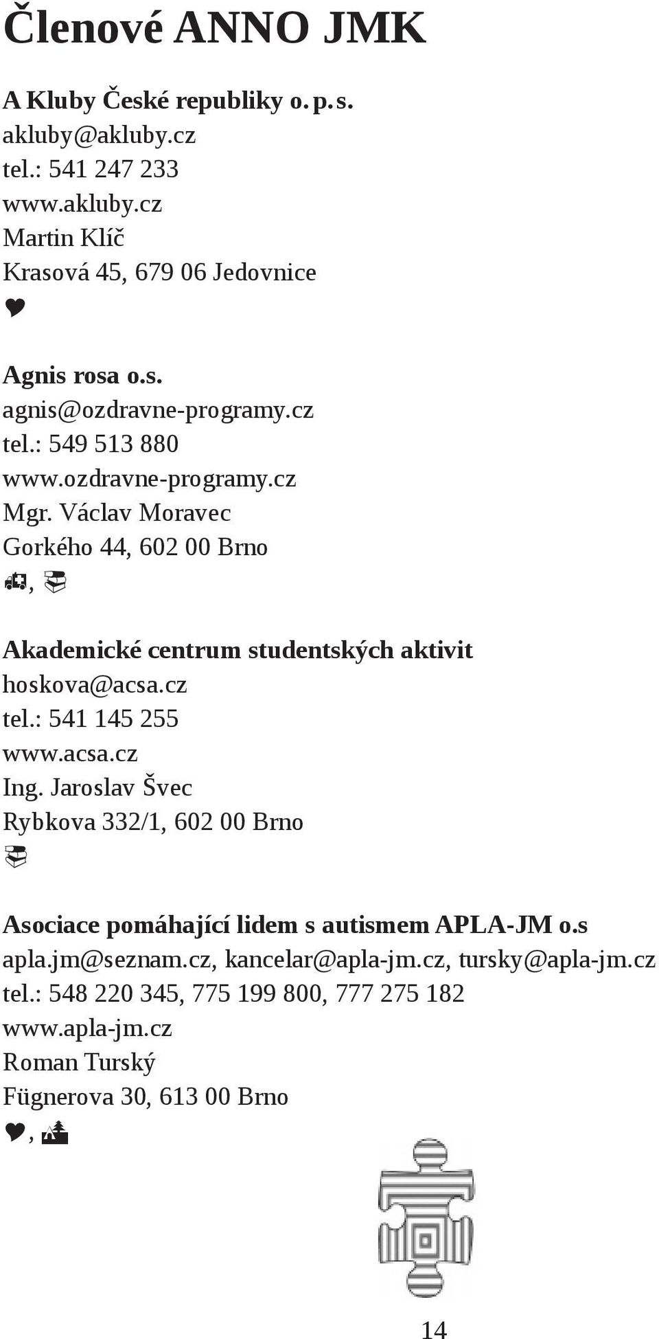 Václav Moravec Gorkého 44, 602 00 Brno h, Akademické centrum studentských aktivit hoskova@acsa.cz tel.: 541 145 255 www.acsa.cz Ing.