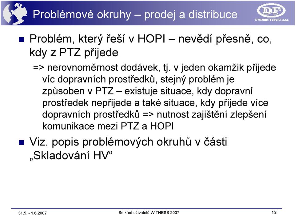 v jeden okamžik přijede víc dopravních prostředků, stejný problém je způsoben v PTZ existuje situace, kdy dopravní