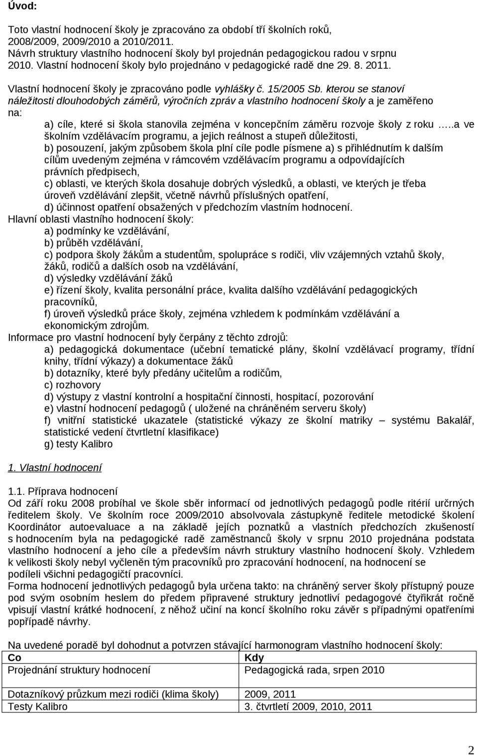 kterou se stanoví náležitosti dlouhodobých záměrů, výročních zpráv a vlastního hodnocení školy a je zaměřeno na: a) cíle, které si škola stanovila zejména v koncepčním záměru rozvoje školy z roku.