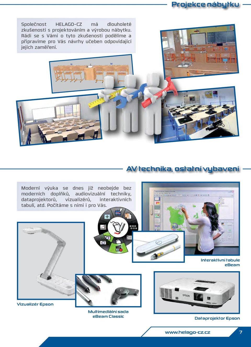 AV technika, ostatní vybavení Moderní výuka se dnes již neobejde bez moderních doplňků, audiovizuální techniky,