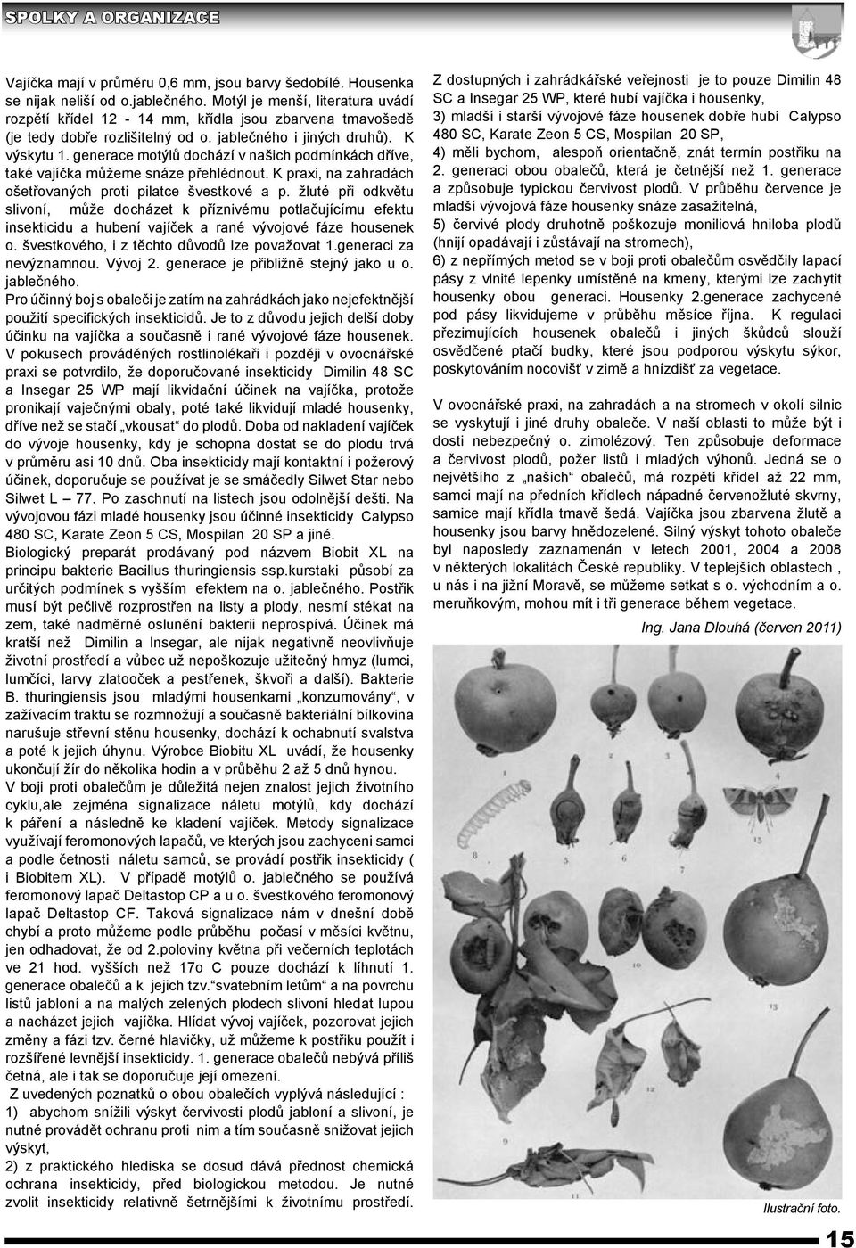 generace motýlů dochází v našich podmínkách dříve, také vajíčka můžeme snáze přehlédnout. K praxi, na zahradách ošetřovaných proti pilatce švestkové a p.