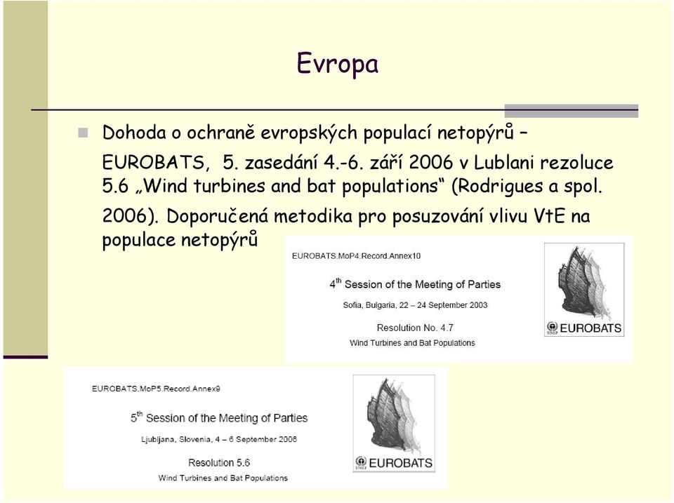 6 Wind turbines and bat populations (Rodrigues a spol.