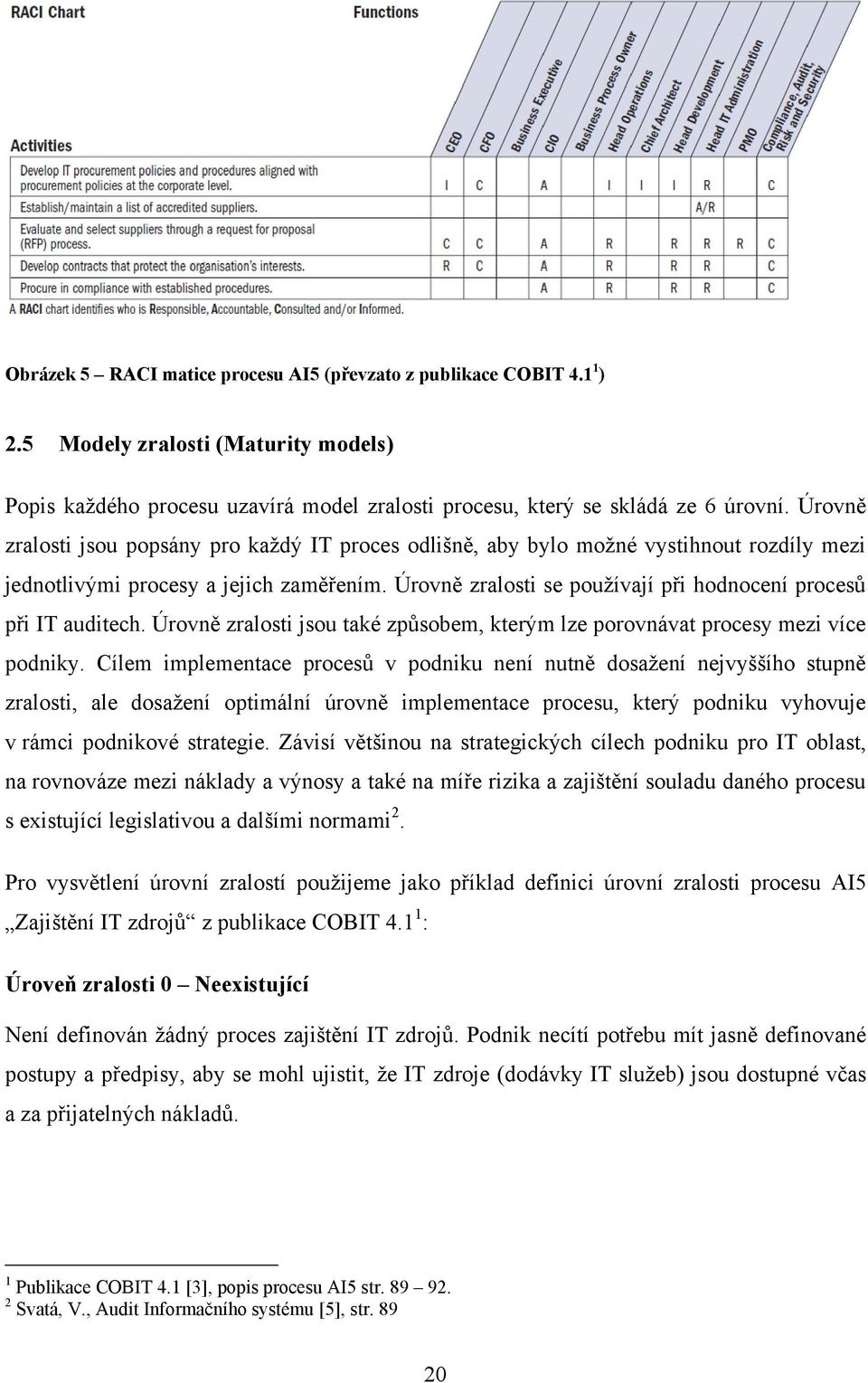 Úrovně zralosti se používají při hodnocení procesů při IT auditech. Úrovně zralosti jsou také způsobem, kterým lze porovnávat procesy mezi více podniky.