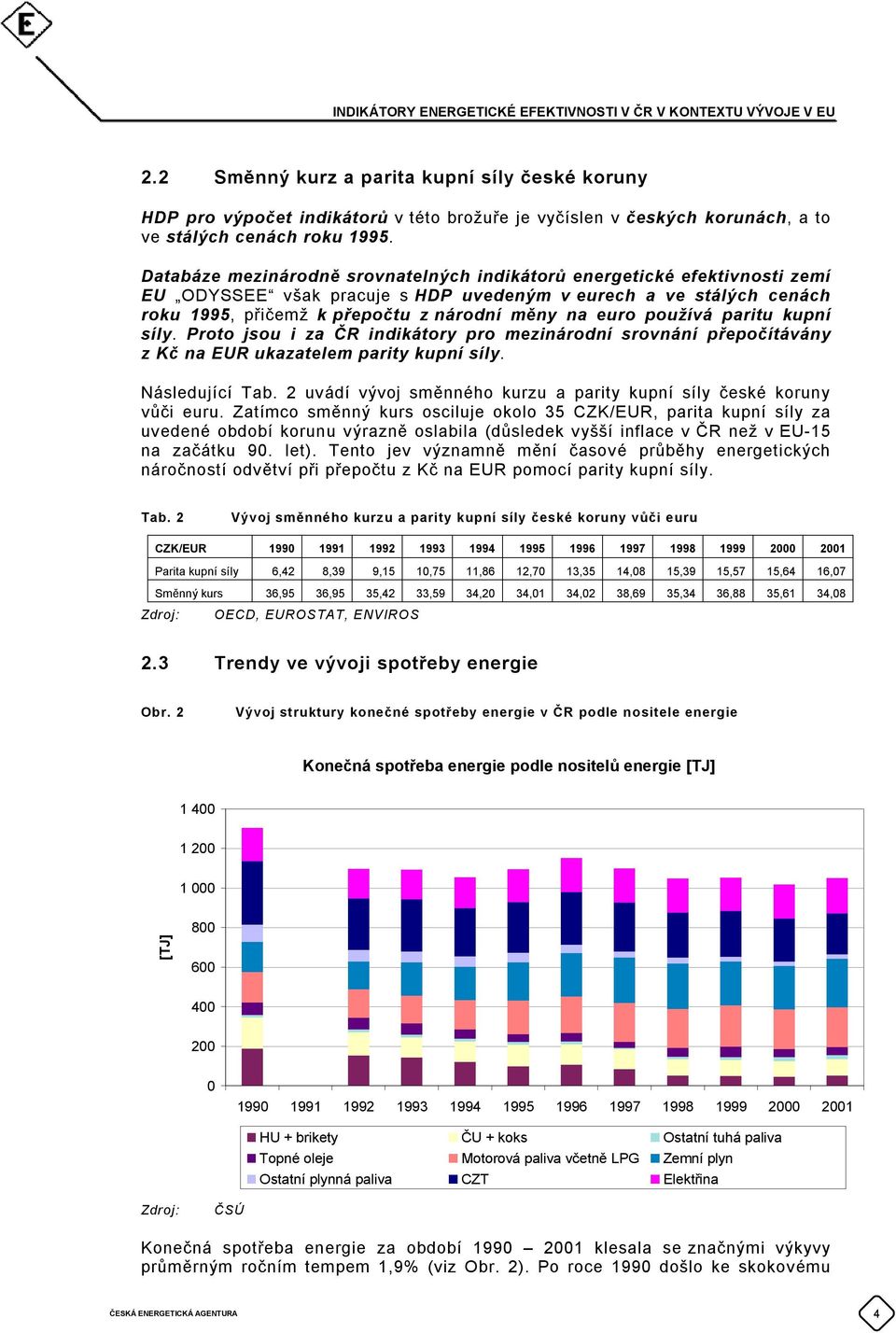 používá paritu kupní síly. Proto jsou i za ČR indikátory pro mezinárodní srovnání přepočítávány z Kč na EUR ukazatelem parity kupní síly. Následující Tab.