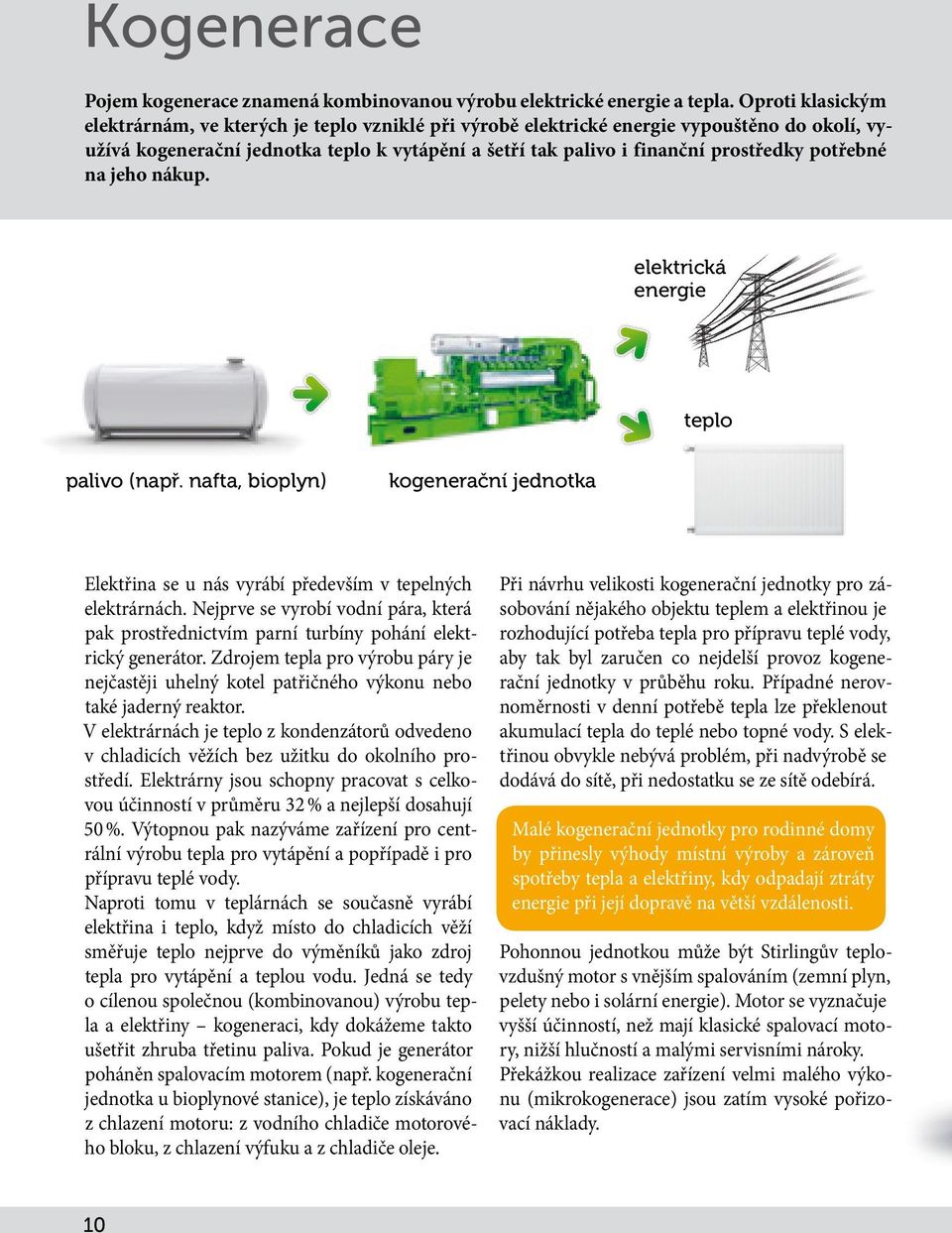 potřebné na jeho nákup. elektrická energie teplo palivo (např. nafta, bioplyn) kogenerační jednotka Elektřina se u nás vyrábí především v tepelných elektrárnách.