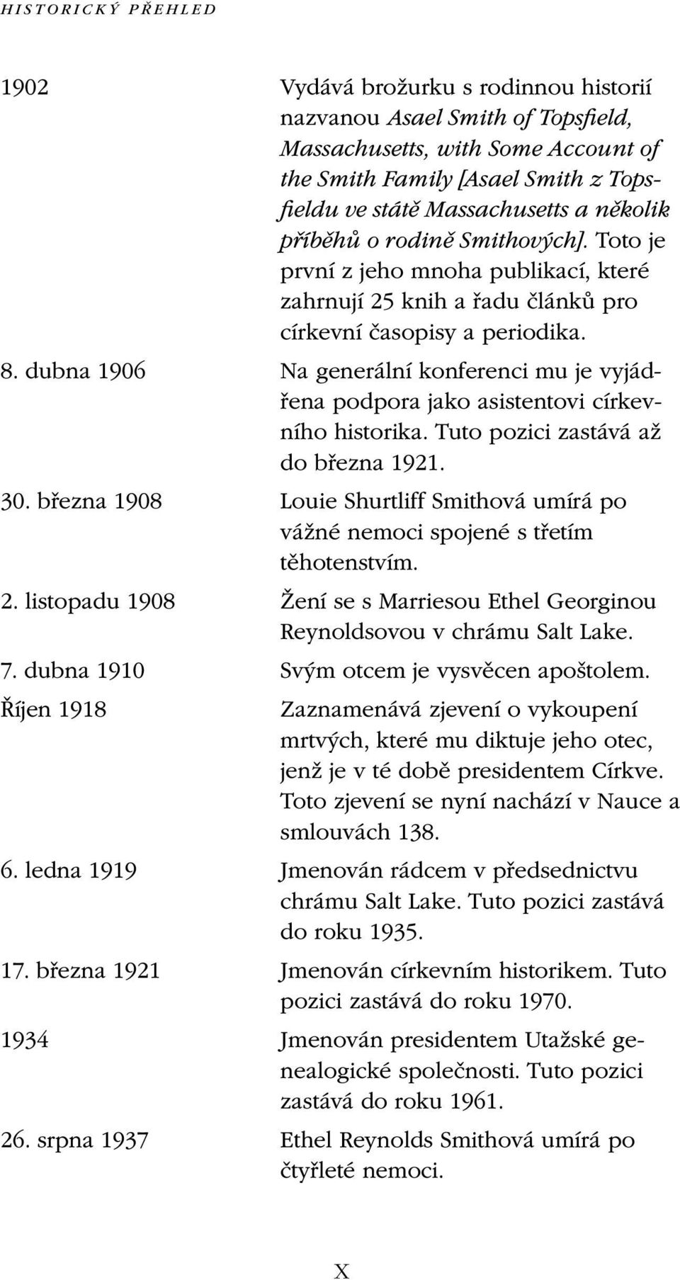 dubna 1906 Na generální konferenci mu je vyjádřena podpora jako asistentovi církevního historika. Tuto pozici zastává až do března 1921. 30.