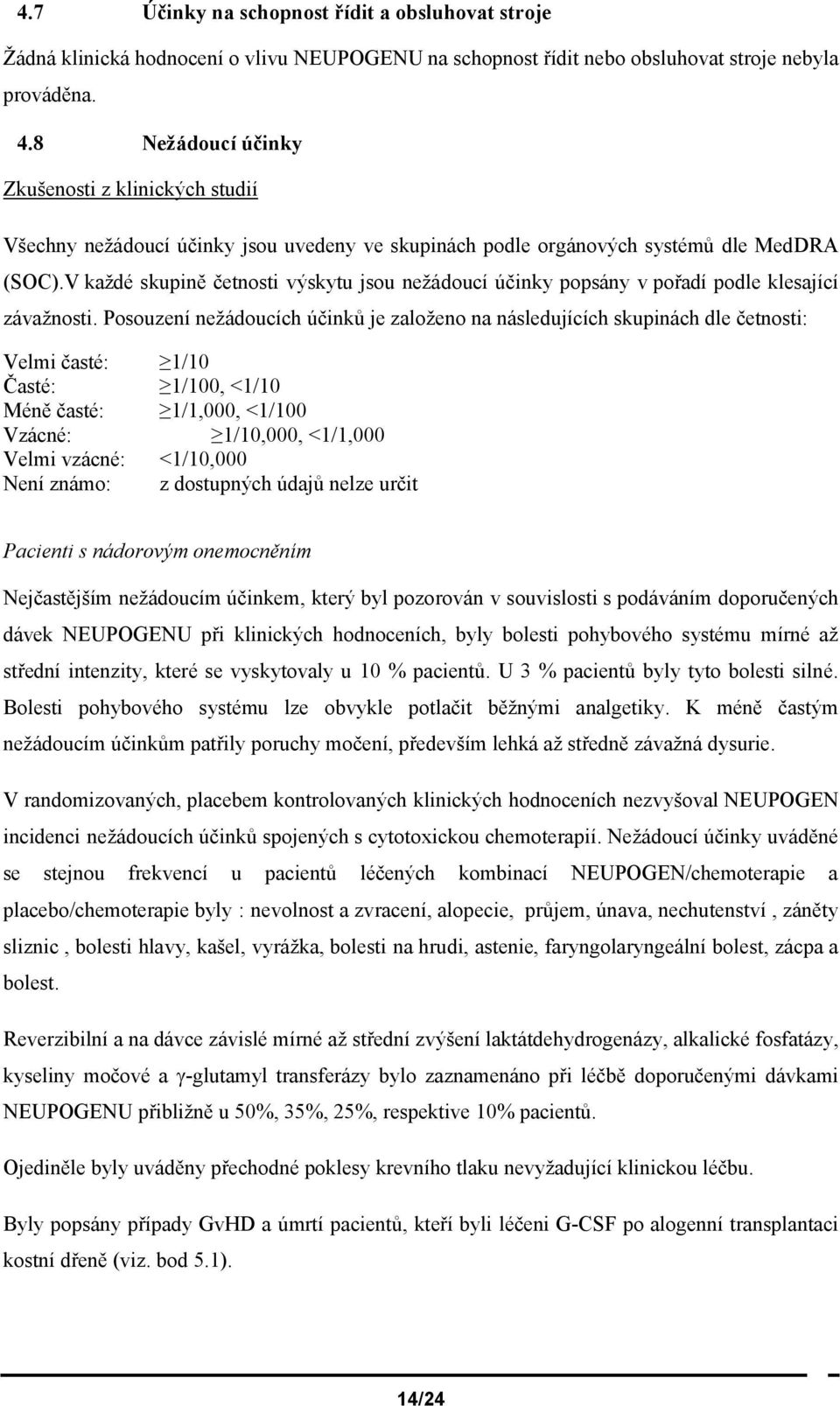 V každé skupině četnosti výskytu jsou nežádoucí účinky popsány v pořadí podle klesající závažnosti.