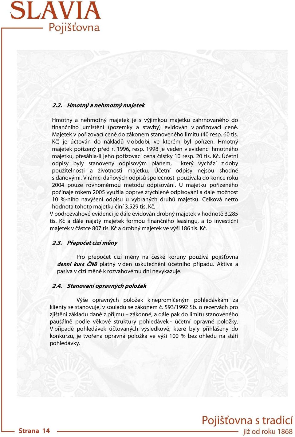 1998 je veden v evidenci hmotného majetku, přesáhla-li jeho pořizovací cena částky 10 resp. 20 tis. Kč.