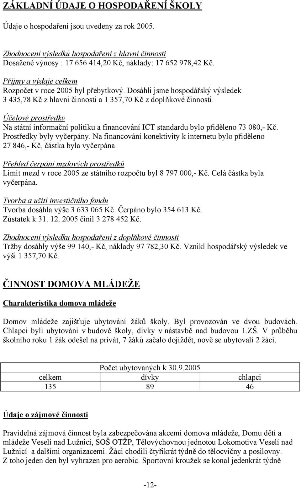 Účelové prostředky Na státní informační politiku a financování ICT standardu bylo přiděleno 73 080,- Kč. Prostředky byly vyčerpány.