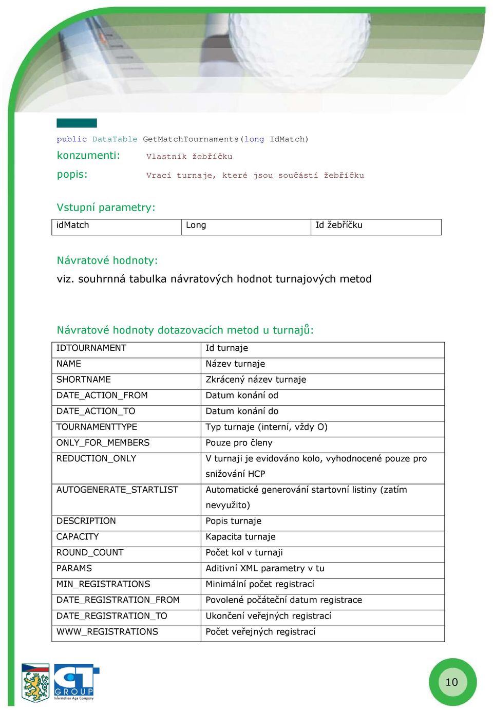 Datum konání od DATE_ACTION_TO Datum konání do TOURNAMENTTYPE Typ turnaje (interní, vždy O) ONLY_FOR_MEMBERS Pouze pro členy REDUCTION_ONLY V turnaji je evidováno kolo, vyhodnocené pouze pro